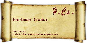 Hartman Csaba névjegykártya